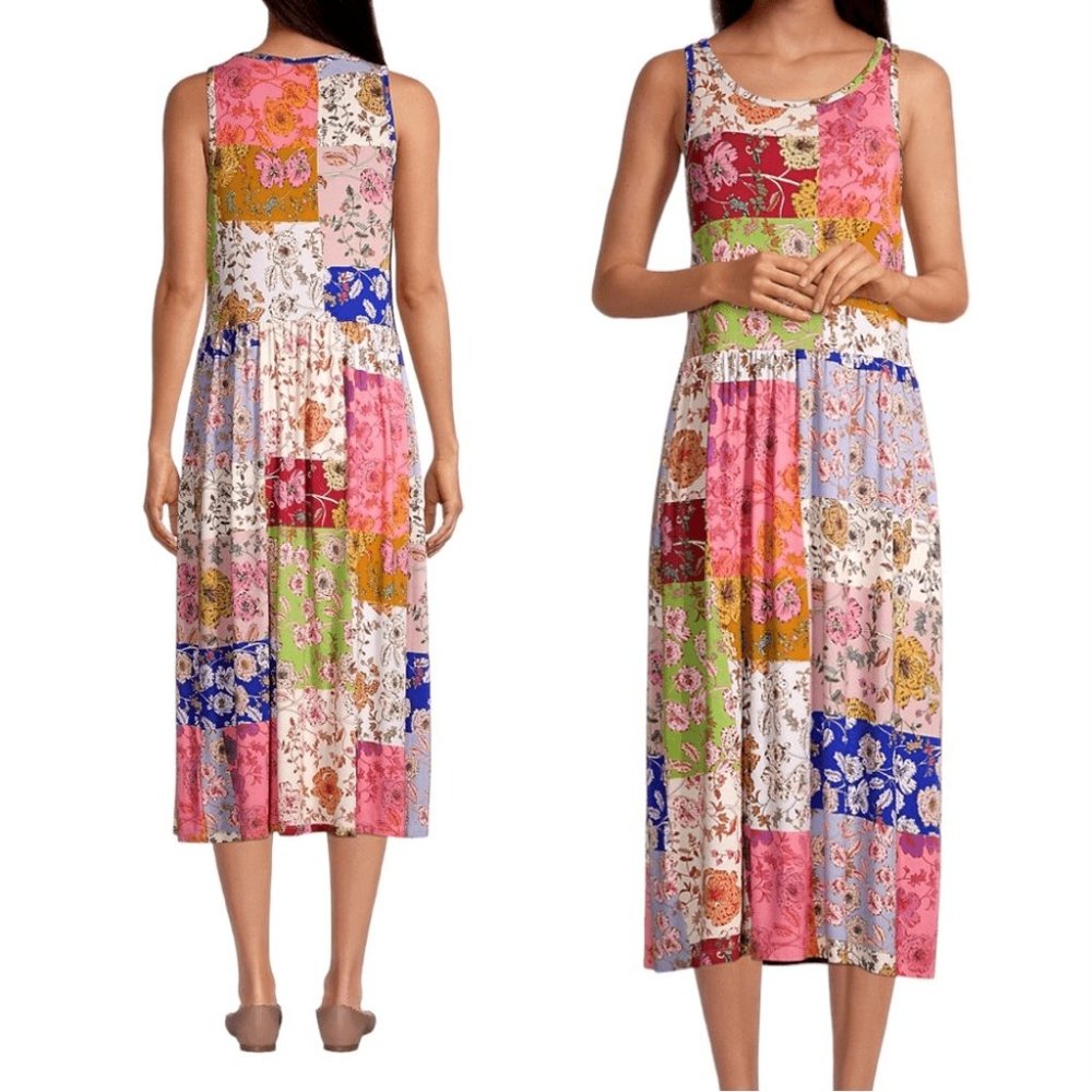 NWT JOHNNY WAS Cosmo Easy Fit Midi Tea Length Boho Vibes Dress Bamboo XXL